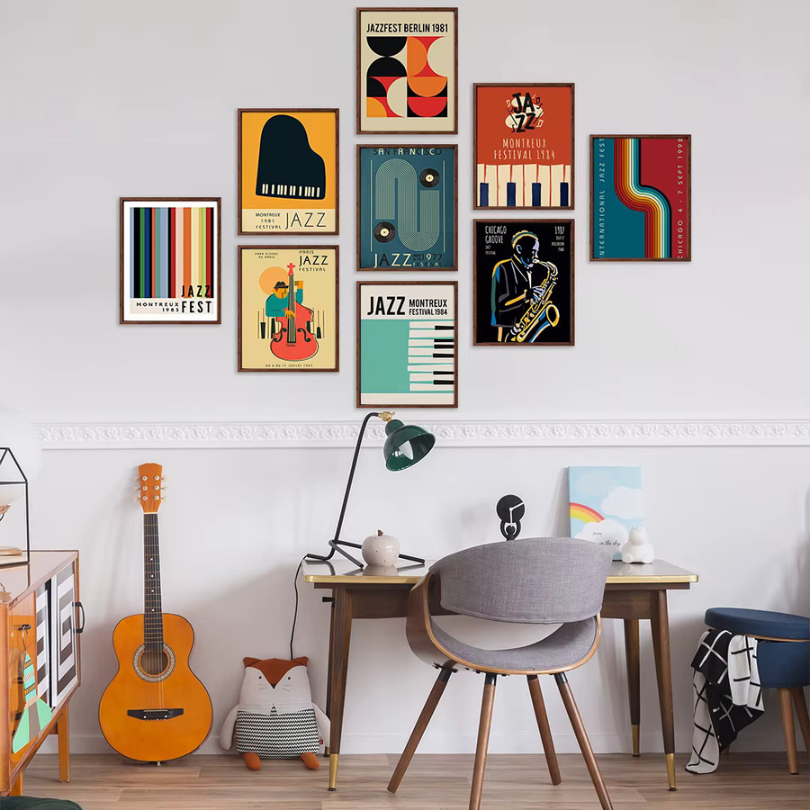 FajerminArt Jazz-Musik-Poster im Vintage-Stil als dekorative Wandkunst, mehrfarbig, ungerahmt - Bild 5