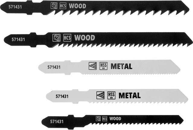 Einhell Stichsägeblatt-Set aus Bimetal für Holz und Metall, 5-teilig, Schwarz-Silber-Mehrfarbig - Bild 1