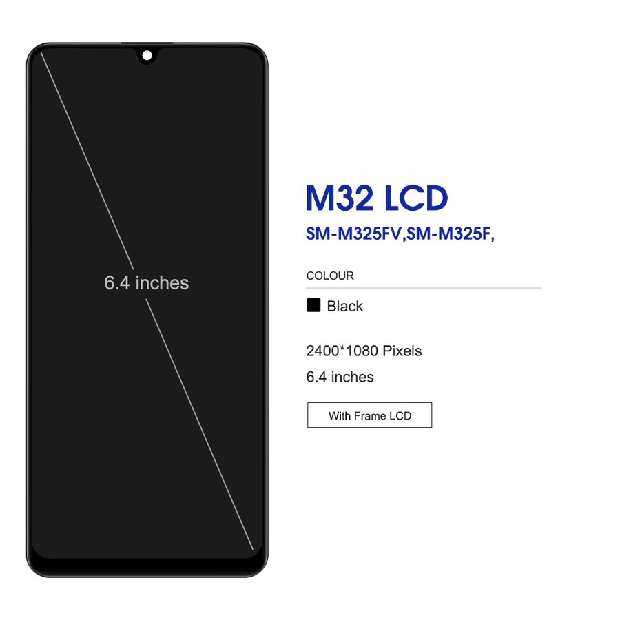 Samsung M32 4G SM-M325FV LCD-Touchscreen Digitalisierer mit Rahmen für Amoled Display in Schwarz 6.4 Zoll - Bild 2