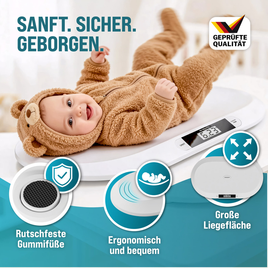 monzana Babywaage bis 20 kg in Weiß, B/T/H: 55 x 32 x 4 cm - Bild 2