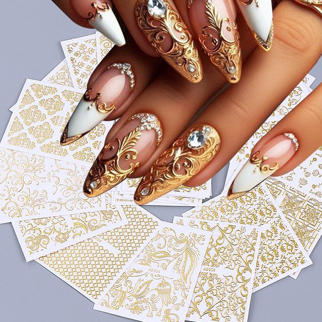 SWEET TREND Nagelaufkleber, Metallic Spitze Blumen, Gold, 26 Stück - Bild 1
