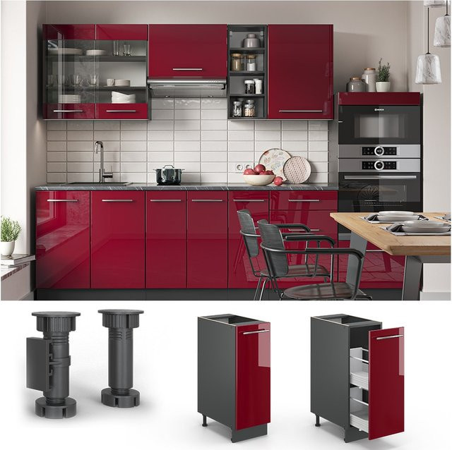Vicco Apothekerschrank Fame-Line Bordeaux Hochglanz Anthrazit Breite: 30 cm - Bild 1