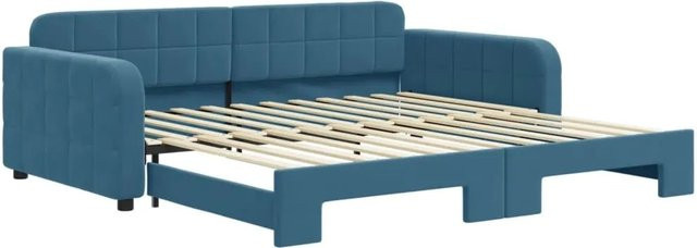 vidaXL Tagesbett ausziehbar in Blau mit Samtbezug und Schublade B/T/H: 100 x 200 cm - Bild 1