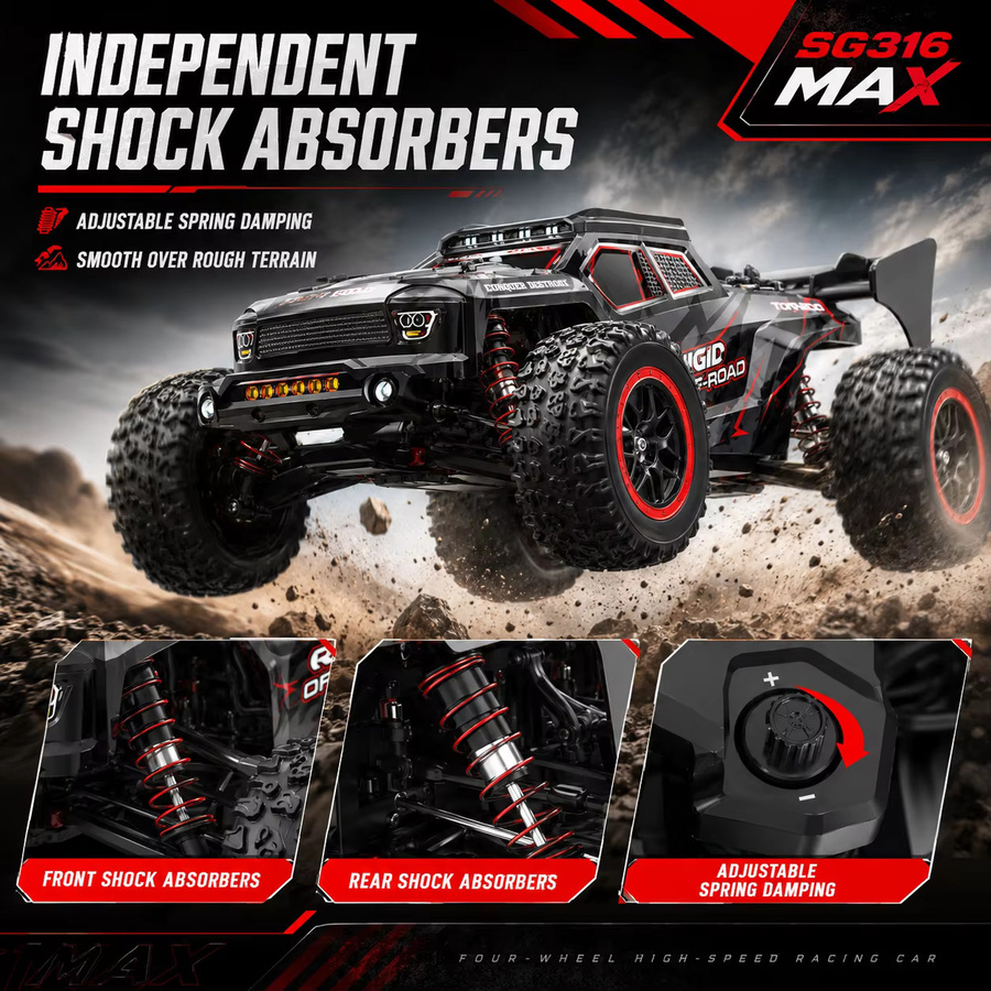 ZNLYRION RC-Wagen, 1/16 RTR Truck, 4WD Offroad-Auto, mit Helligkeits-LED, 2,4G Fernbedienung - Bild 5