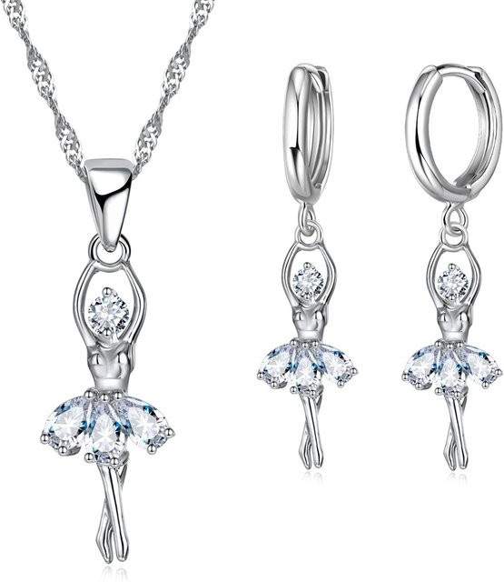 YAAMELI Schmuckset, Halskette und Creolen, 925 Silber, Zirkonia, Damen - Bild 1