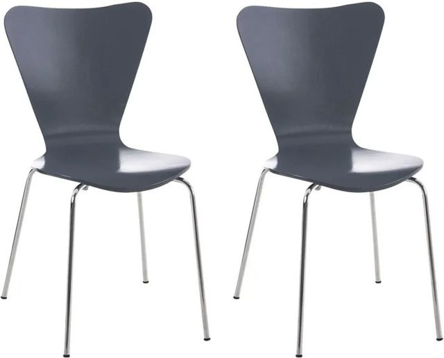 2er Set Besucherstühle DELUKE BERLIN Konferenzstuhl und Bürostuhl aus Holz und Metall in Grau, B/T/H: 45 x 49 x 85 cm - Bild 1