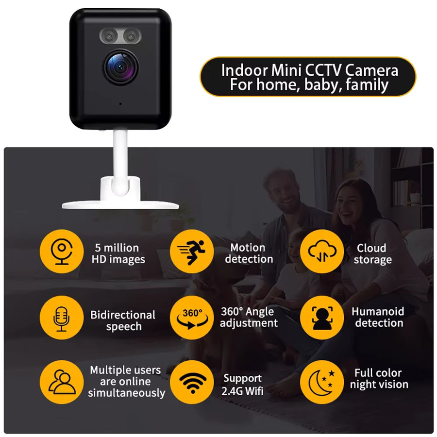 AHCVBIVN Mini WLAN-Kamera mit 5MP HD-Videoüberwachung, kabellose IP-Kamera für Innenräume mit Bewegungserkennung und App-Steuerung via Tuya für dein Smart Home oder als Babymonitor - Bild 6
