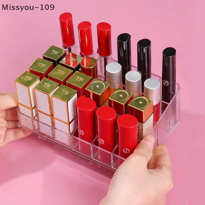 Make-up-Organizer aus transparentem Acryl mit 24 Fächern und Pinselaufbewahrung in Weiß - Bild 2