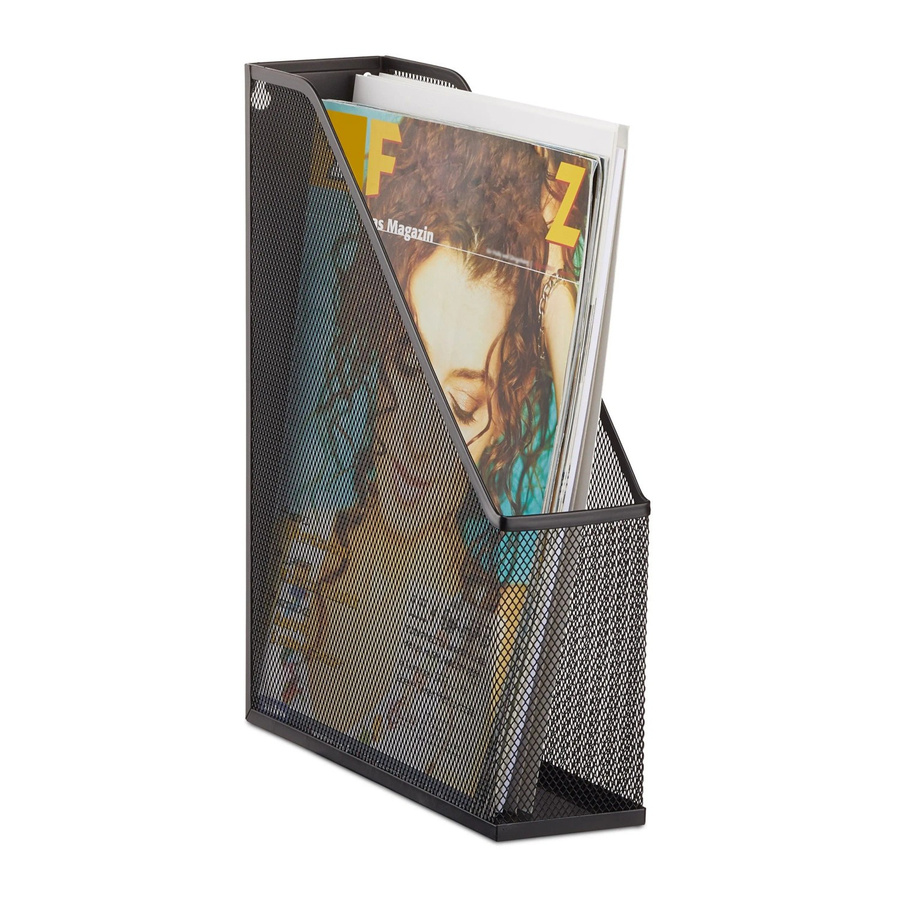 Relaxdays Stehsammler A4 aus Metallgeflecht Schwarz zur Wandmontage B: 31,5 cm, T: 7,2 cm, H: 25 cm - Bild 2