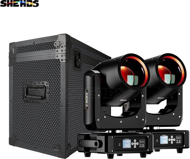 SHEHDS 2er-Set Mini Moving Head 230W 7R Strahlbeleuchtung Multicolor mit Flight Case für Theater, Disco und Hochzeit, Schwarz - Bild 1