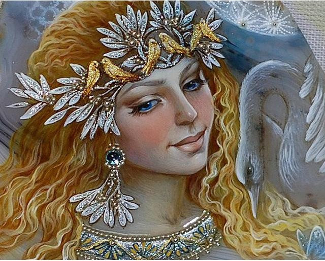 FIYO Diamantgemälde Mädchen Portrait mit Strasssteinen, Motiv Illustration, Farbe: Grau/Mehrfarbig, B: 30 cm, H: 20 cm - Bild 1