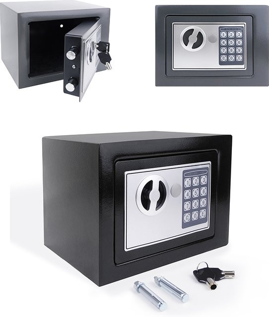 BRIEFNESS Feuerfester und einbruchsicherer Tresor aus verstärktem Stahl mit digitalem elektronischem Zahlenfeld und Sicherheitsschlüssel in Schwarz, 4,6 l oder 8,5 l für Heim und Büro zur Aufbewahrung von Schmuck und Bargeld - Bild 1