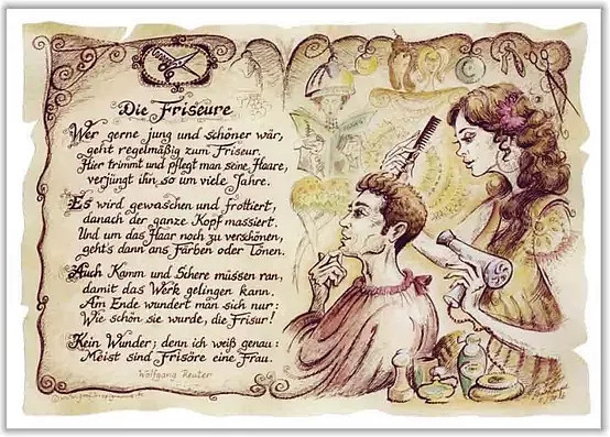Zunftbild Friseur Tantum Graphic als Vintage Poster auf Antikpapier, Mehrfarbig, Breite: 21,0 cm, Höhe: 29,7 cm - Bild 1