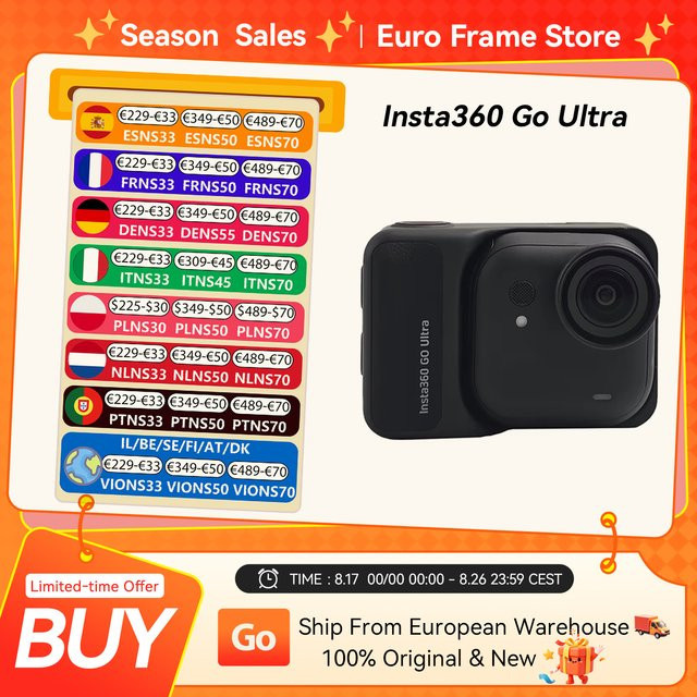 Insta360 GO Ultra Action Camera in Schwarz mit 4K 60fps Ultra-HD, leichtgewichtiges POV-Design mit FlowState magnetischer Stabilisierung - Bild 1