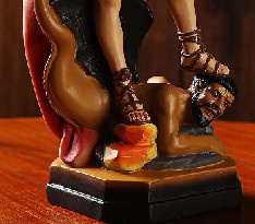 Waasoscon Erzengel Michael Statue aus farbigem Kunstharz, Dekofigur St. Michael siegt über Satan, Mehrfarbig - Bild 1