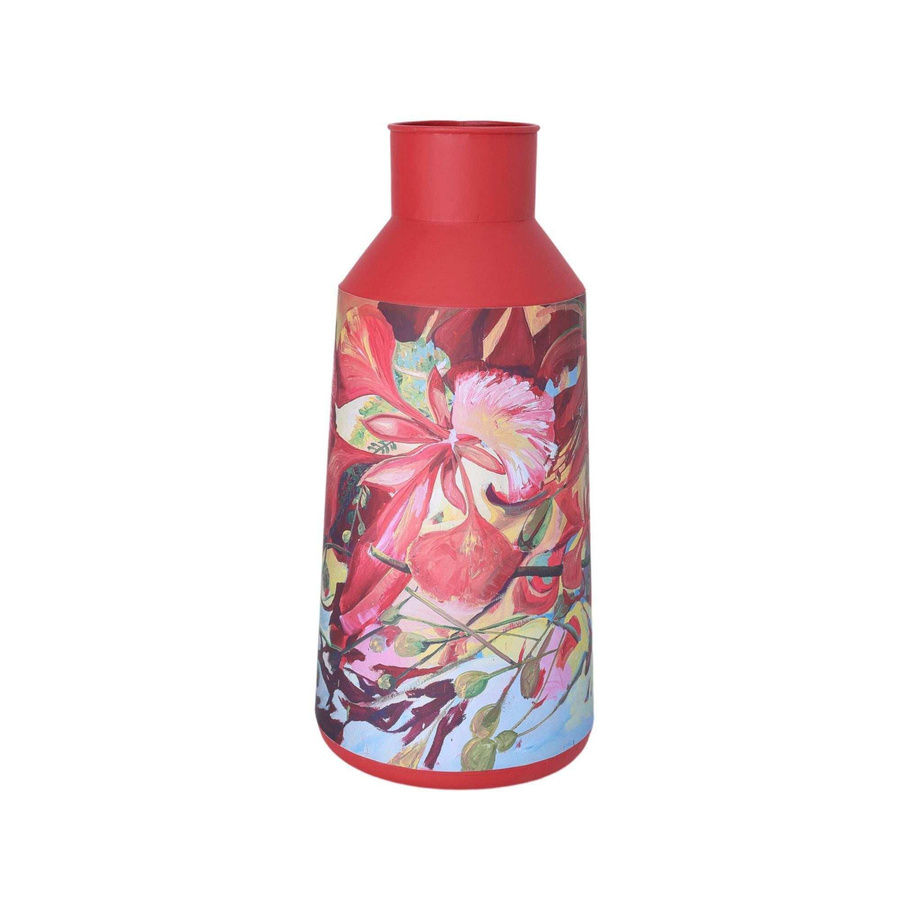 House of Nature Vase Francis Sling in Rot mit Blumenmuster aus Metall, Höhe: 37 cm - Bild 1