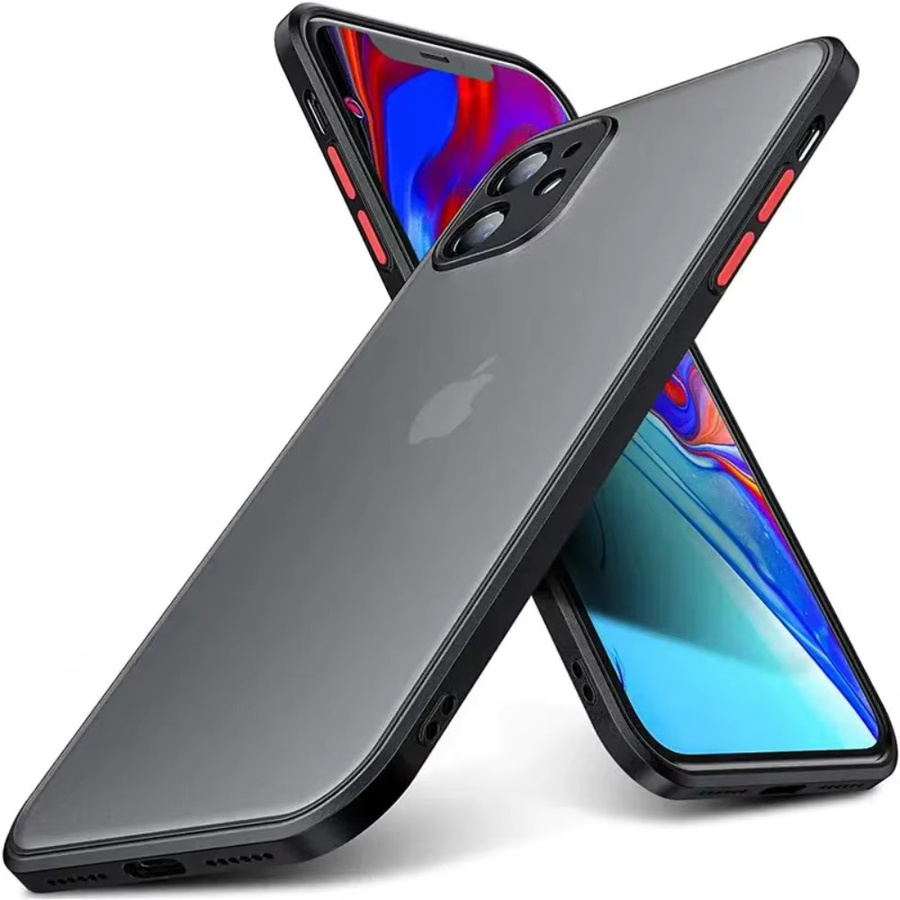 XNRAPID Stoßfeste Rüstung Matte Hülle für iPhone 17 Air 16 15 14 Plus 13 12 11 Pro Max Silikon Bumper Transparent und Rot - Bild 4