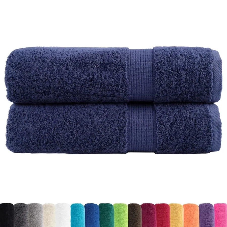 vidaXL Premium-Duschtücher SOLUND, 2er-Set, Marineblau, B/H: 70 x 140 cm, 600 g/m² - Bild 2