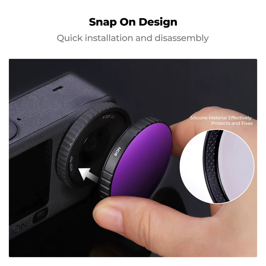 K&F CONCEPT Filter Set für DJI Osmo Action 6 in Schwarz mit variablem ND PL CPL Schwarz Diffusor 1/4 und festen ND4 ND8 ND16 ND32 ND64 Filtern - Bild 2