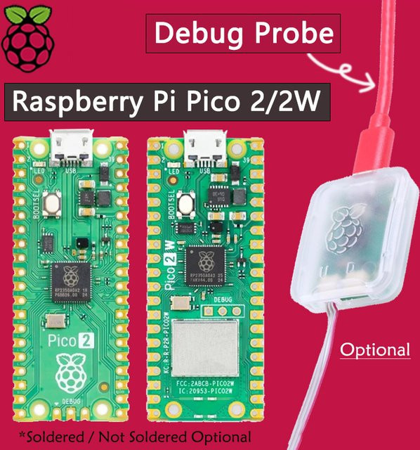 Raspberry Pi Pico 2 RP2350 mit Wi-Fi, Arm Cortex-M33, 520KB, 150MHz, Grün - Bild 1