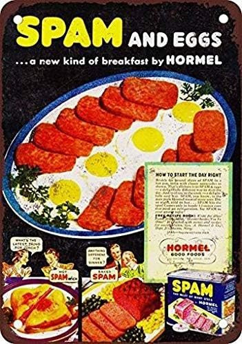 PaBoe Metall-Blechschild Hormel Spam und Eier im Vintage-Look als Wanddekoration, Mehrfarbig, Rechteckig - Bild 1