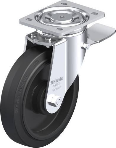 Blickle Lenkrolle 51011 LH-POEV 200KA-ST mit Feststeller in Schwarz und Silber, Rad-Durchmesser: 200 mm, Tragfähigkeit: 500 kg - Bild 1