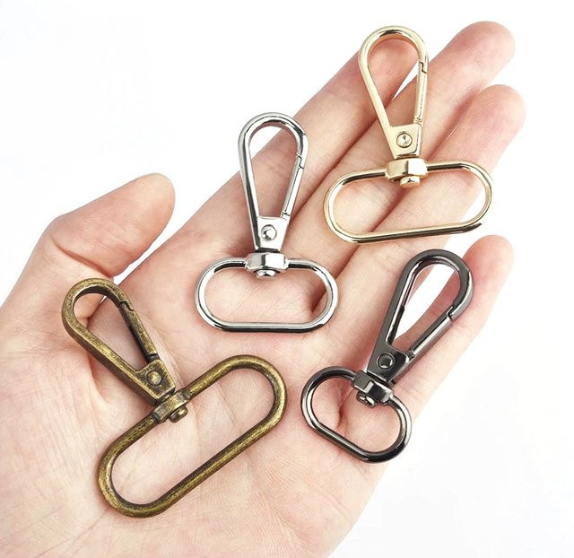 5 Stück TELUNSI Karabinerverschlüsse aus Metall in Gold mit ovalem Ring und Push-Tor-Funktion für Geldbörsen, Schlüsselanhänger und Gürtelband - Bild 1