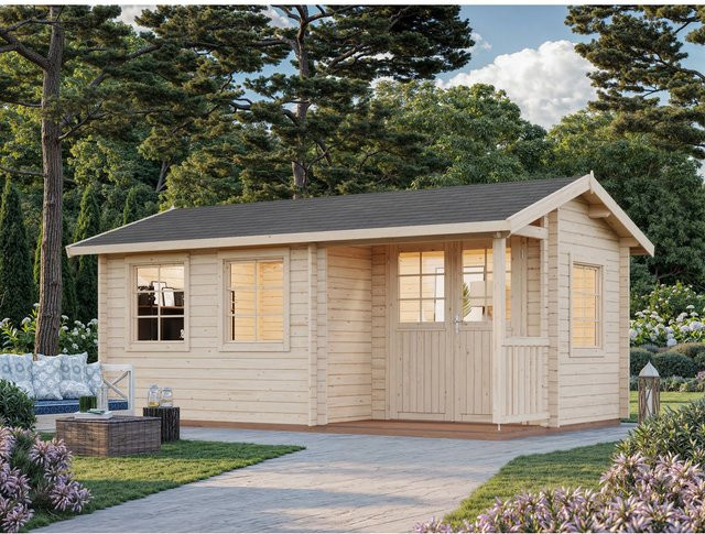 Palmako Blockbohlenhaus Susanna aus Fichtenholz in Braun mit Satteldach, B/H/T: 510 x 263 x 300 cm - Bild 1