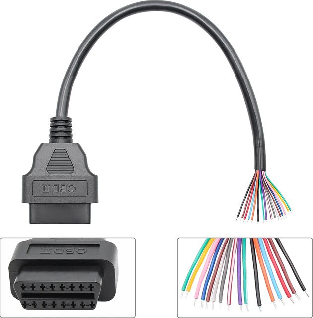 JFIND 16-Pin DIY OBD2 Auto-Verlängerungskabel in Schwarz, Kfz-Diagnose-Verbindungskabel für Auto-Scanner, Weiblich-Männlich-Weiblich - Bild 1