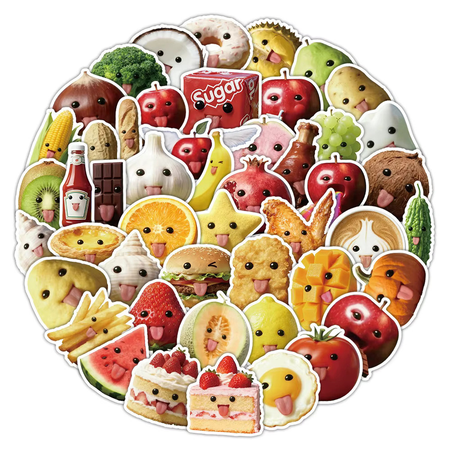 53 Stück abstrakte Kunst-Sticker mit Lebensmittel-Motiven in Multicolour von Sticker Story Store für Notizbücher und DIY-Bastelarbeiten - Bild 2