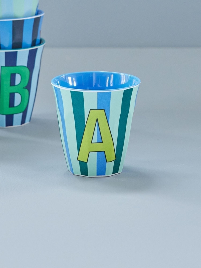 Rice Melamin Becher Buchstabe A mit Streifen in Blau, 250 ml - Bild 2