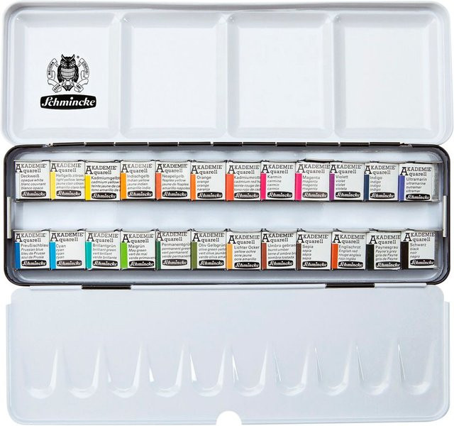 Schmincke Akademie Aquarellkasten aus Metall mit 24 halben Näpfchen in Multicolour - Bild 1