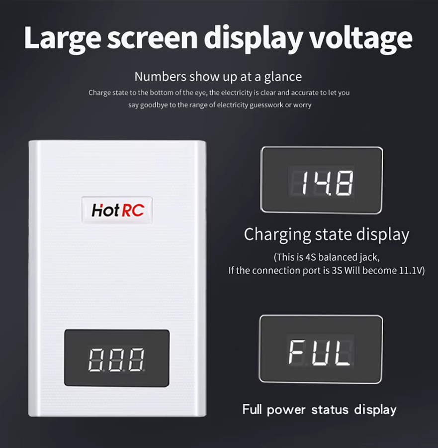 HotRC A400/B3 10W Balancer-Ladegerät für 2S/3S/4S Lipo Akkus in Weiß - Bild 1
