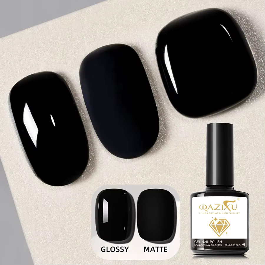 QAZIXU Nagellack Gel, schwarz, glänzend, 10 ml - Bild 5