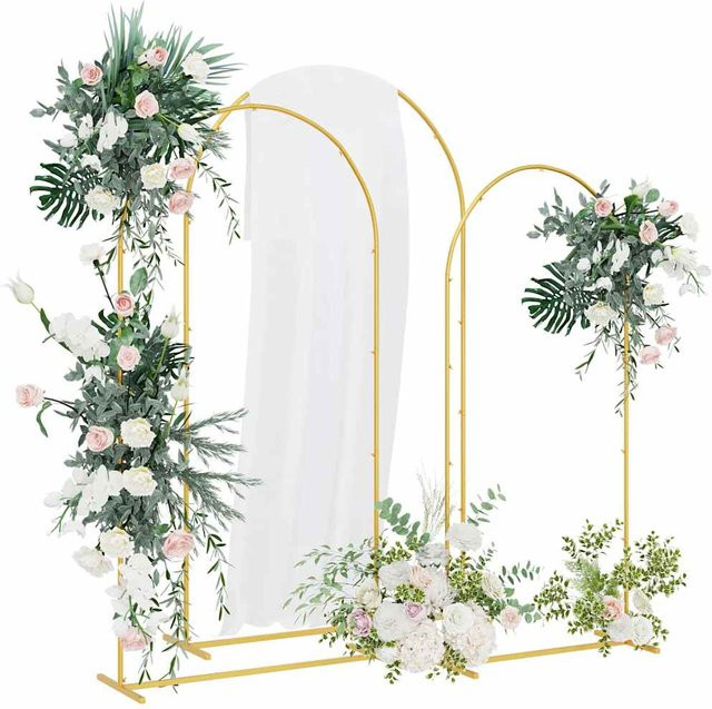 Yiwydaa Hochzeitsbogen Set aus 3 Teilen in Gold, moderner runder Metallbogen für florale Dekorationen - Bild 1