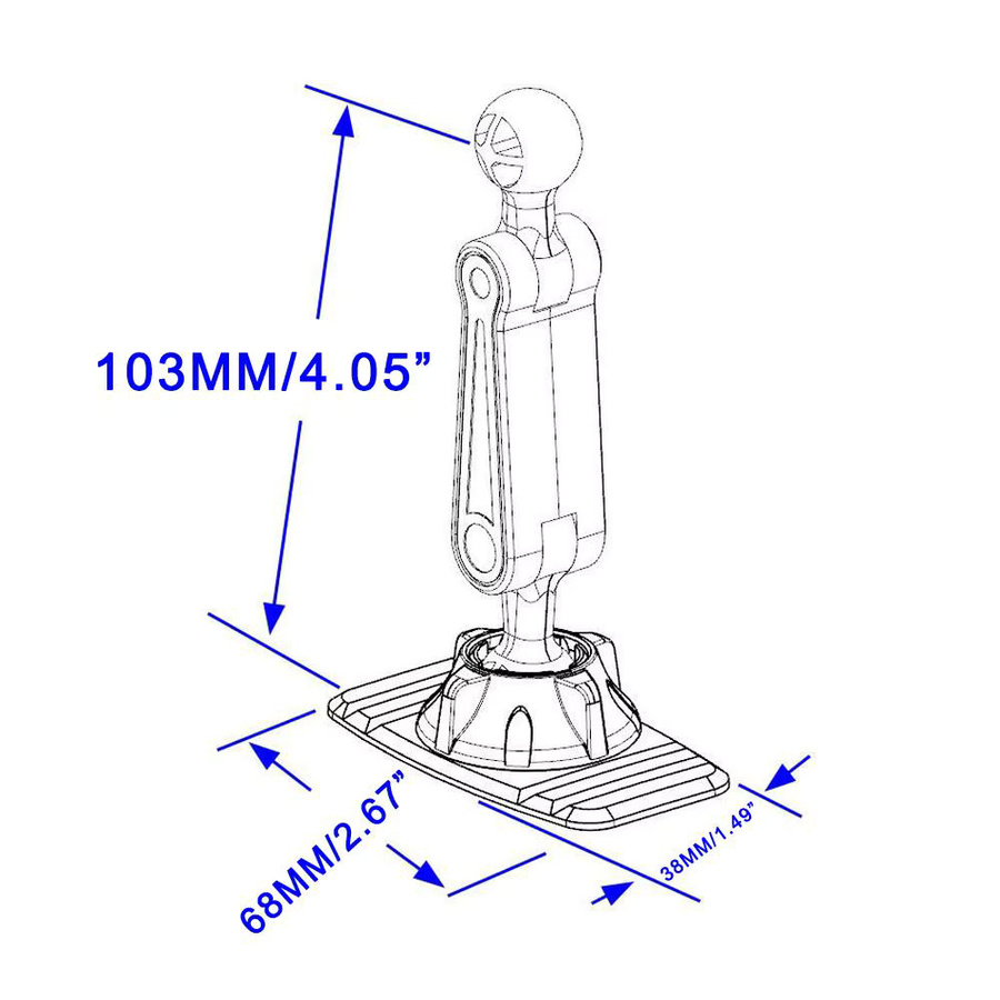 Universelle Handyhalterung für das Armaturenbrett mit 17mm Kugelkopf und Klebebasis in Schwarz - Bild 2