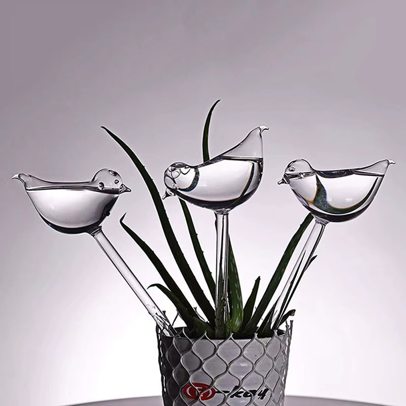 Handgeblasene selbstbewässernde Glaskugeln in Vogelform für Zimmerpflanzen, Farbe: Transparent - Bild 4