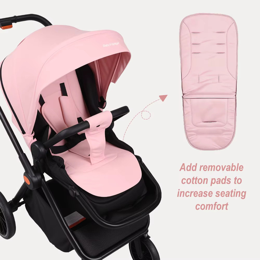 BabyVoyage 2-in-1 Faltbares Reisesystem Kinderwagen mit Aluminiumrahmen in Pink - Bild 2