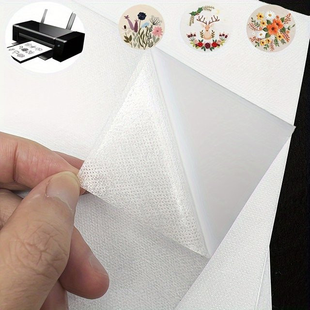 30 Blatt wasserlöslicher und selbstklebender Stickstabilisator in A4, weißes bedruckbares Papier für Hand- und Maschinennähte - Bild 1