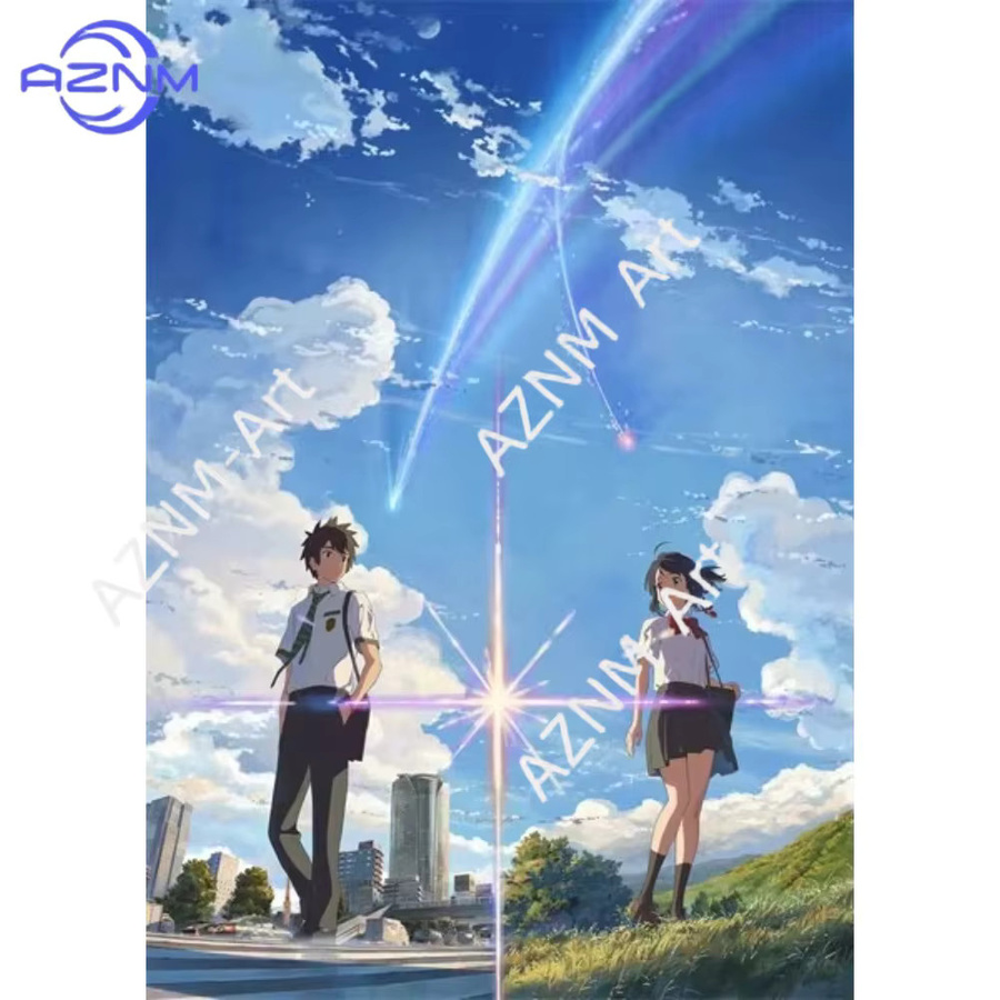 KAYOU Makoto Shinkai Anime Poster Set mit Weathering With You, Your Name und She and Her Cat in Retro Japanischem Stil als Wanddekoration - Bild 2
