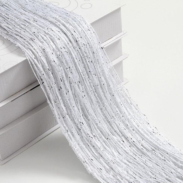Glitzer Fadenvorhang Silber von Yiran bag als glänzender Quasten-Türvorhang für deine Heimdekoration, B/H: 100 x 200 cm - Bild 1