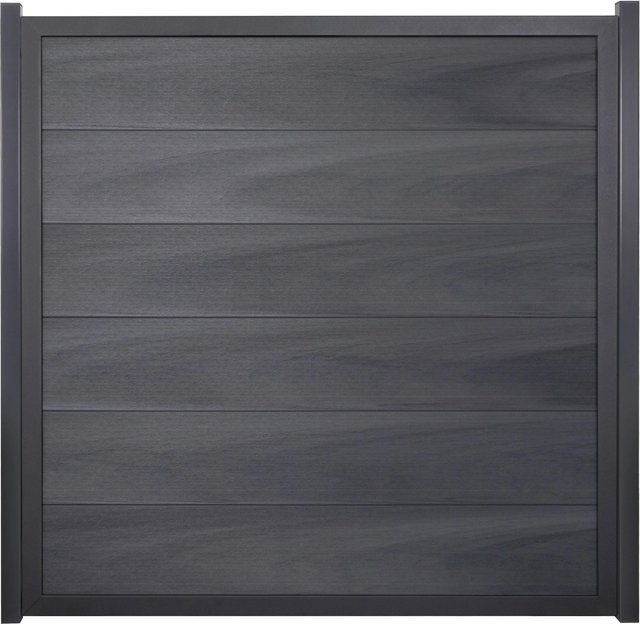 GroJaViento Zaunelement BPC co-extrudiert in Steingrau mit anthrazitfarbenem Rahmen, B/H: 180 x 180 cm - Bild 1