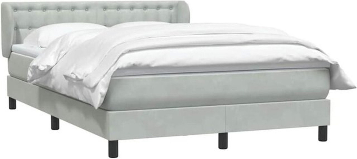 vidaxl Boxspringbett mit Matratze in Grau und Weiß aus Samt, B/T/H: 160 x 220 x 78 cm - Bild 1