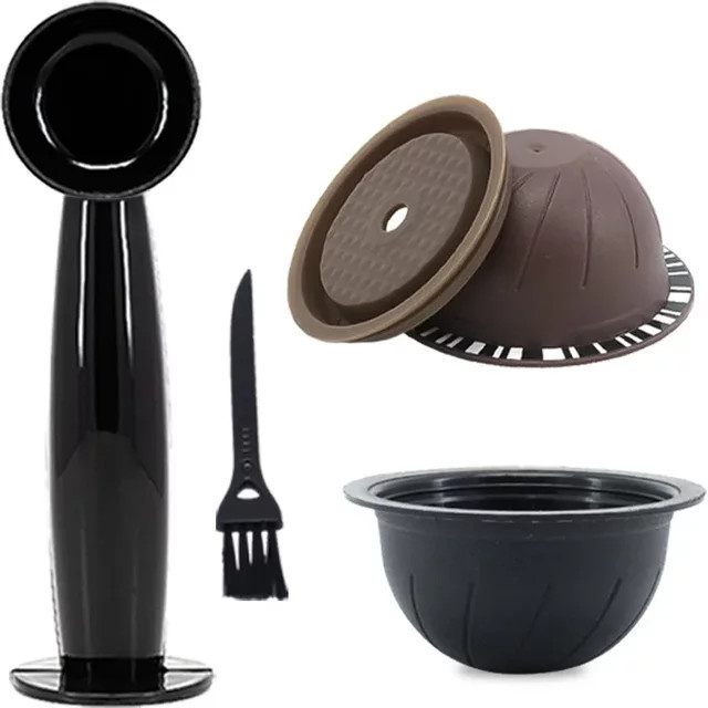 Nachfüllbare Nespresso Vertuo Kaffeekapseln aus PP mit Silikondeckel, Bürste, Pulverpresse und Löffel für 150/230ml - Bild 1