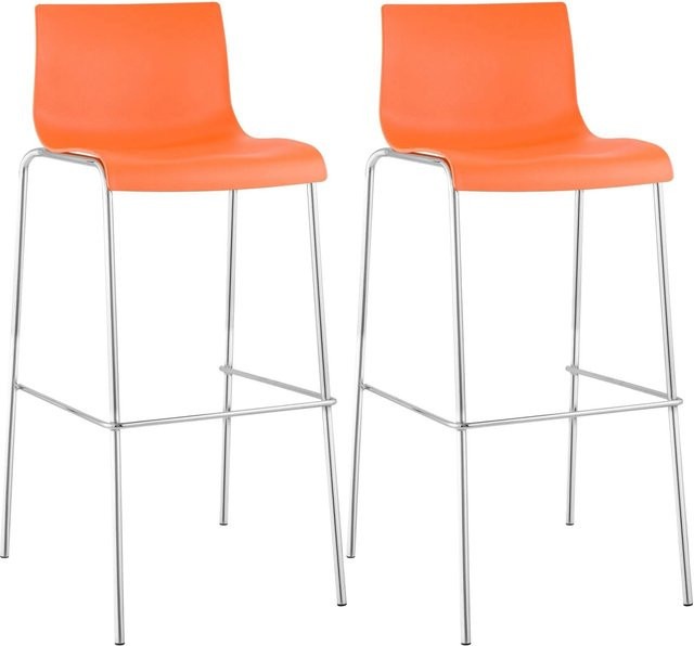 DELUKE 2er Set Barhocker TENAR in Orange mit silbernem Gestell, B/T/H: 43 x 48 x 100 cm - Bild 1