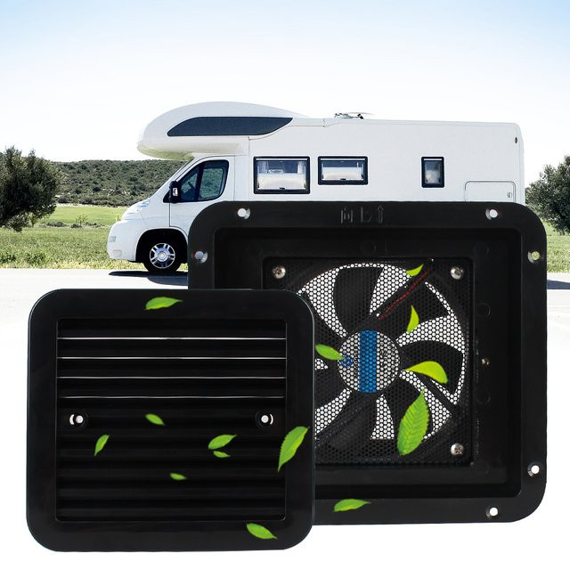 Geräusloser Abluftventilator für Wohnmobil, Anhänger und Wohnwagen mit Lüfter, 12 V, Schwarz, B/T/H: 20,5 x 6,5 x 0 cm - Bild 1