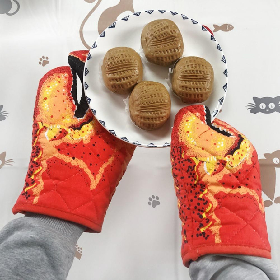 Hitzebeständlicher Topflappen in Hummerklaue-Design aus Baumwolle, rutschfest und mit Aufhängeschlaufe, mehrfarbig - Bild 3