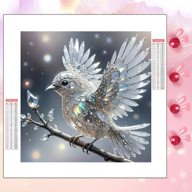 HUACAN Diamantmosaik Bild mit Vogel-Motiv in Rundform, Mehrfarbig - Bild 1