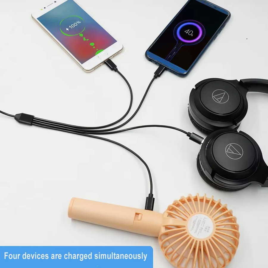 4-in-1 USB-C auf USB-C und Micro-USB Mehrfachladekabel in Schwarz, Länge: 50 cm - Bild 3
