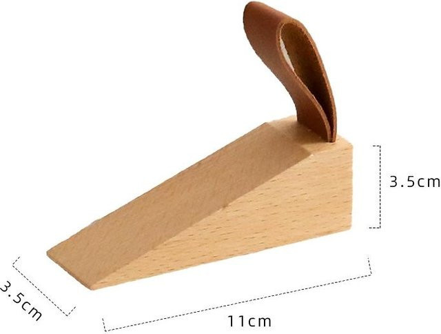 BigBee Holztürstopper in Braun als robuster Anti-Rutsch Keil zur Vermeidung von Zuschlagen für Schlafzimmer, Büro und Wohnzimmer - Bild 1